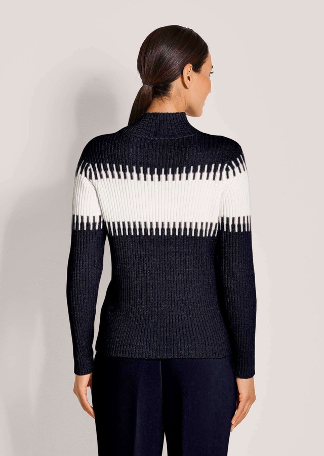 MADELEINE Longpullover »Strickpullover Stilvoller Winterpullover mit Blockstreifen« Weicher Garnmix mit Wolle