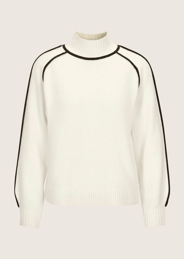MADELEINE Longpullover »Feinstrickpullover Eleganter Strickpullover mit sportivem Esprit« Kontrastpiping