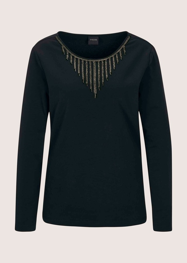 MADELEINE Langarmshirt »Sweatshirt Glamouröser Pullover, Strassakzente« Shirt mit extravaganter Kettendekoration