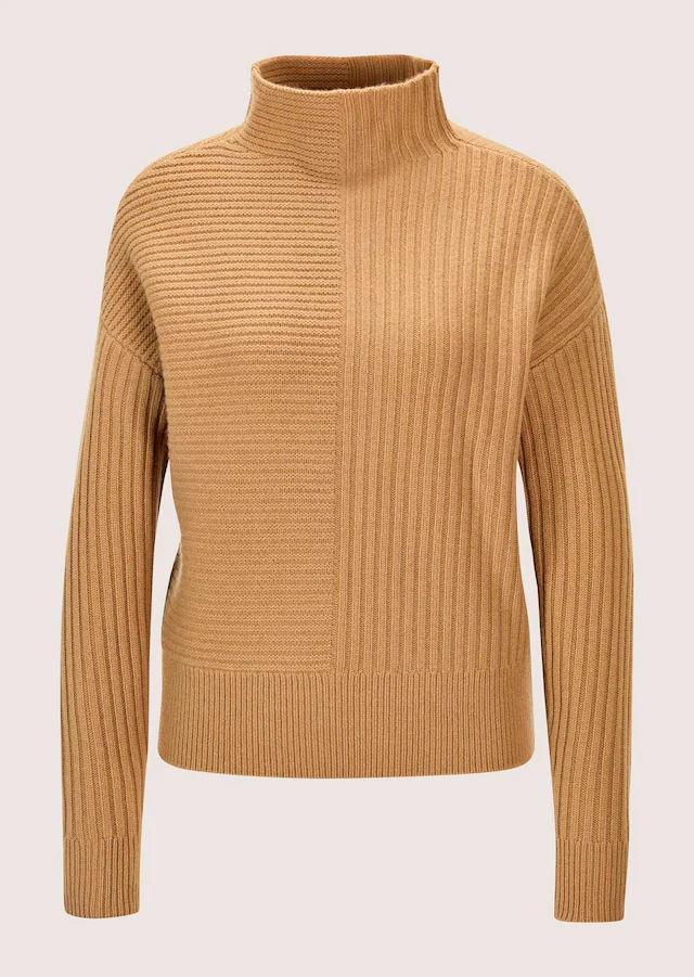 MADELEINE Longpullover »Strickpullover Eleganter Wollpullover mit Stehkragen« Mustermix