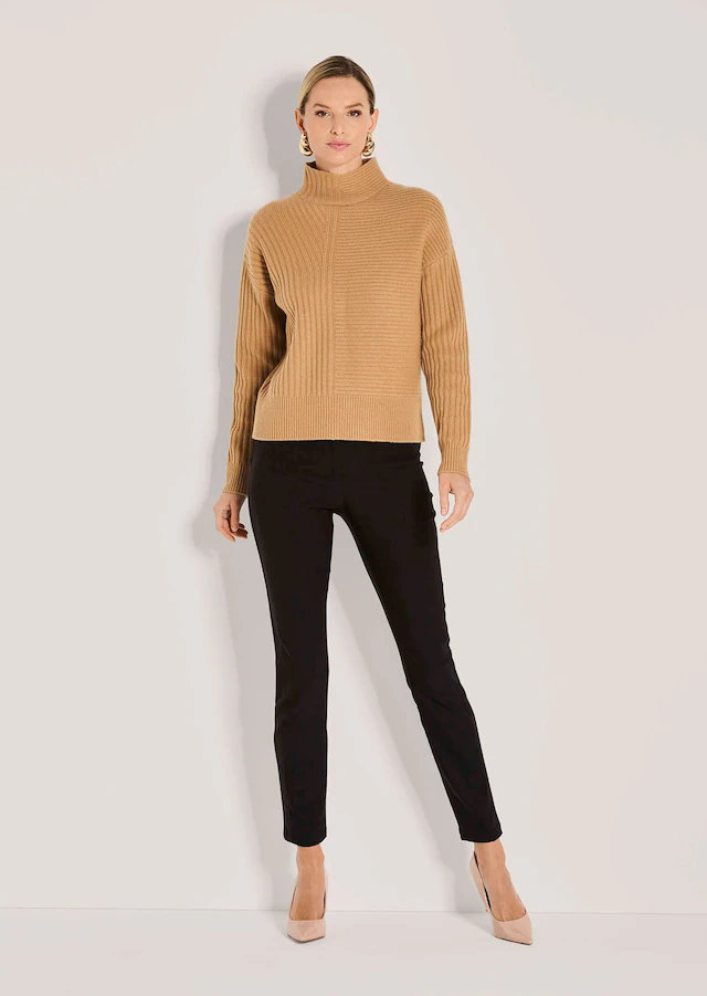 MADELEINE Longpullover »Strickpullover Eleganter Wollpullover mit Stehkragen« Mustermix
