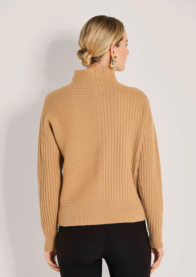 MADELEINE Longpullover »Strickpullover Eleganter Wollpullover mit Stehkragen« Mustermix