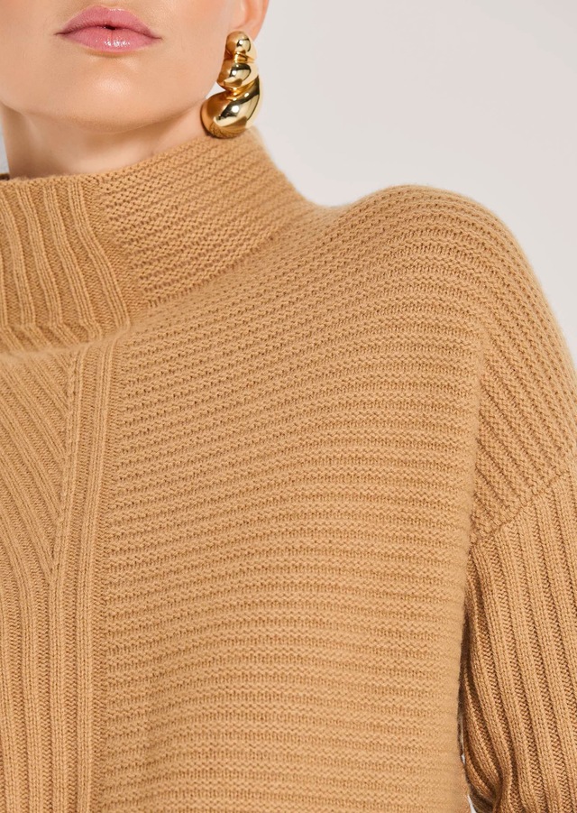 MADELEINE Longpullover »Strickpullover Eleganter Wollpullover mit Stehkragen« Mustermix