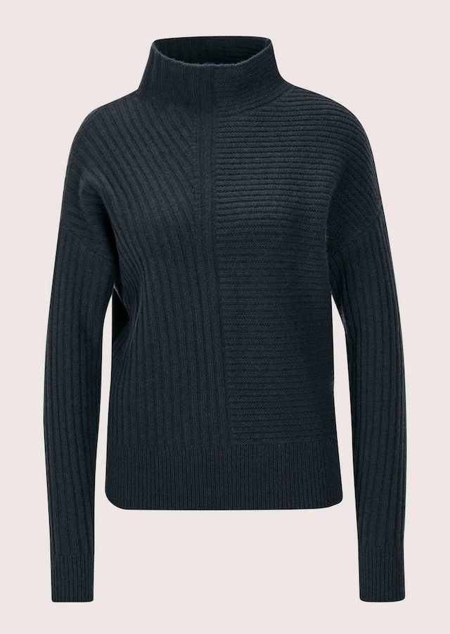 MADELEINE Longpullover »Strickpullover Eleganter Wollpullover mit Stehkragen« Mustermix