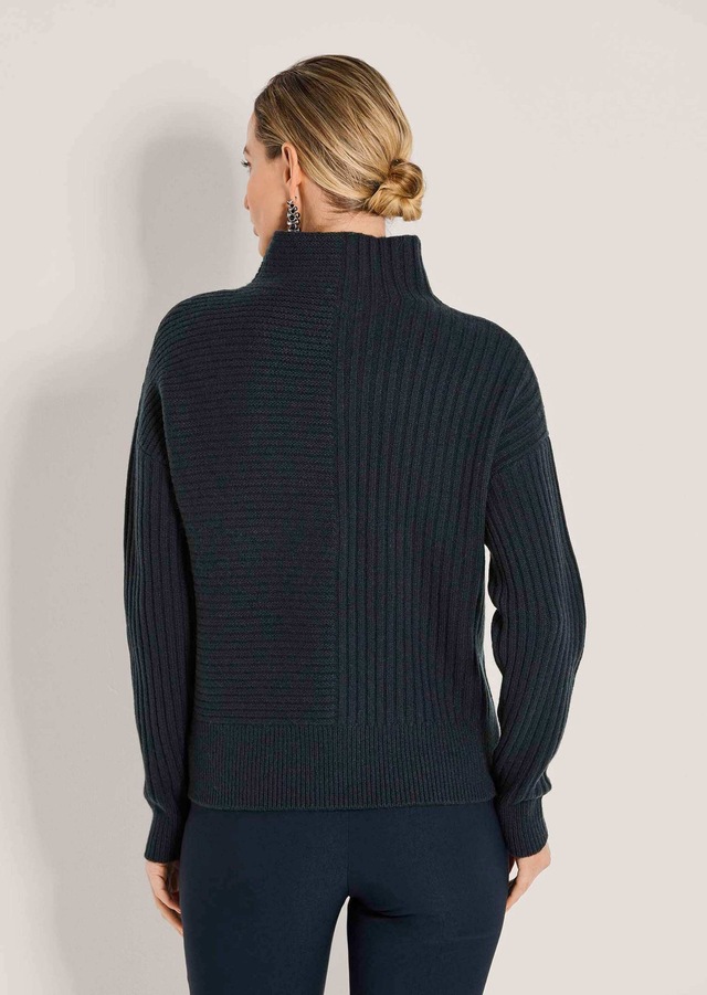 MADELEINE Longpullover »Strickpullover Eleganter Wollpullover mit Stehkragen« Mustermix