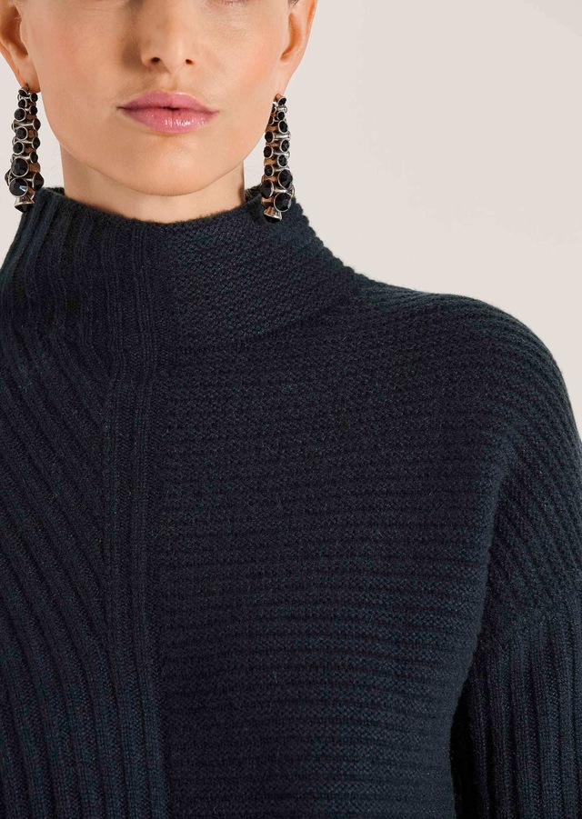 MADELEINE Longpullover »Strickpullover Eleganter Wollpullover mit Stehkragen« Mustermix