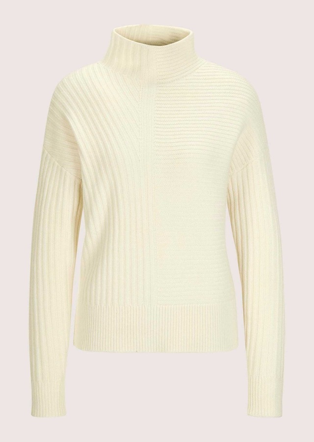 MADELEINE Longpullover »Strickpullover Eleganter Wollpullover mit Stehkragen« Mustermix