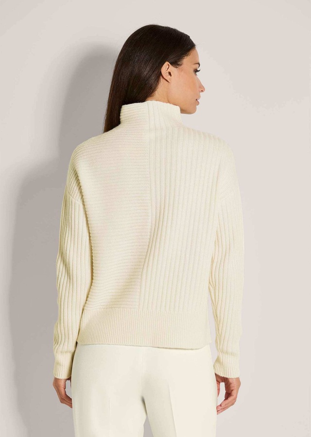 MADELEINE Longpullover »Strickpullover Eleganter Wollpullover mit Stehkragen« Mustermix
