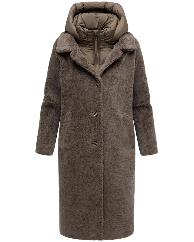 Navahoo Wintermantel »Teddyzauber 14« Plüschmantel aus Teddyfleece mit abnehmbarem Krageneinsatz