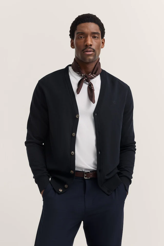 bugatti Cardigan »Modern Fit« mit V-Ausschnitt aus Baumwolle-Kaschmir