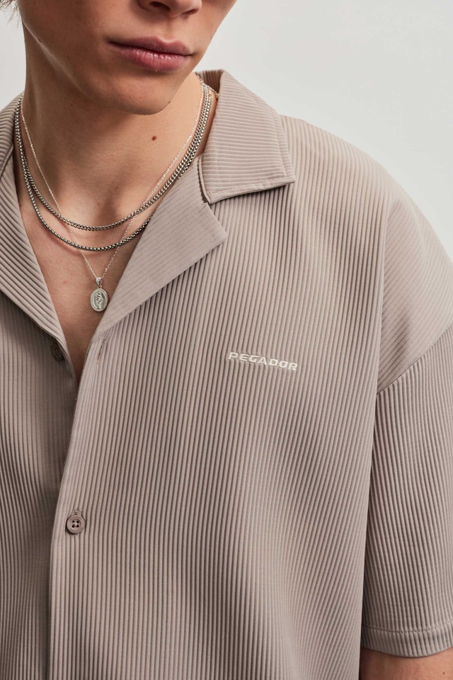 PEGADOR Kurzarmhemd »TROY PLISSEE SUMMER SHIRT« Baumwollmischung, regular fit