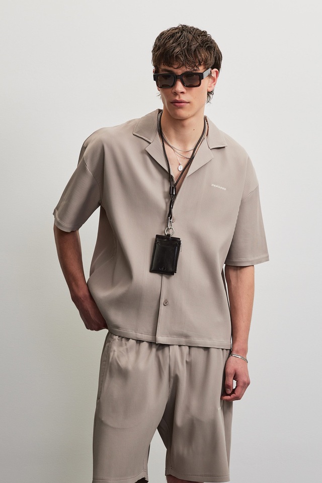 PEGADOR Kurzarmhemd »TROY PLISSEE SUMMER SHIRT« Baumwollmischung, regular fit