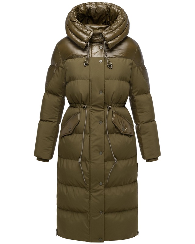 Navahoo Steppmantel »Knusperherz 14« Langer gesteppter Damen Wintermantel mit Materialmix