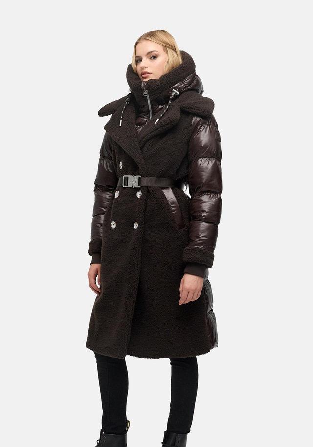 Navahoo Wintermantel »Kuscheltraum 14« Modischer Damen Plüschmantel aus angesagtem Materialmix