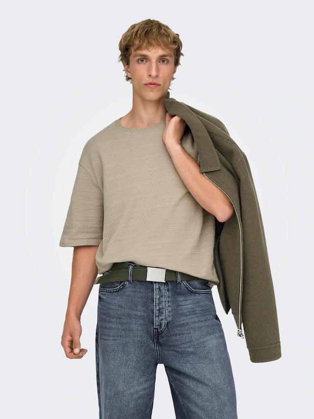 ONLY & SONS Rundhalspullover »ONSGIVO REG 12 SS CREW KNIT NOOS« Baumwolle, kurzer Arm, normal geschnitten