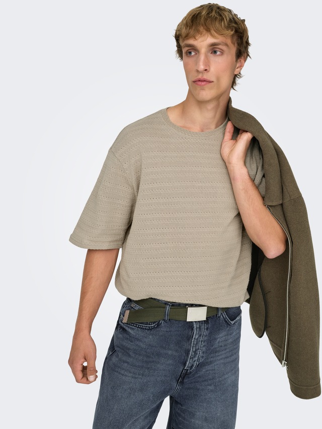 ONLY & SONS Rundhalspullover »ONSGIVO REG 12 SS CREW KNIT NOOS« Baumwolle, kurzer Arm, normal geschnitten