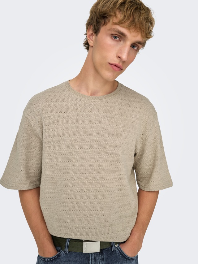 ONLY & SONS Rundhalspullover »ONSGIVO REG 12 SS CREW KNIT NOOS« Baumwolle, kurzer Arm, normal geschnitten