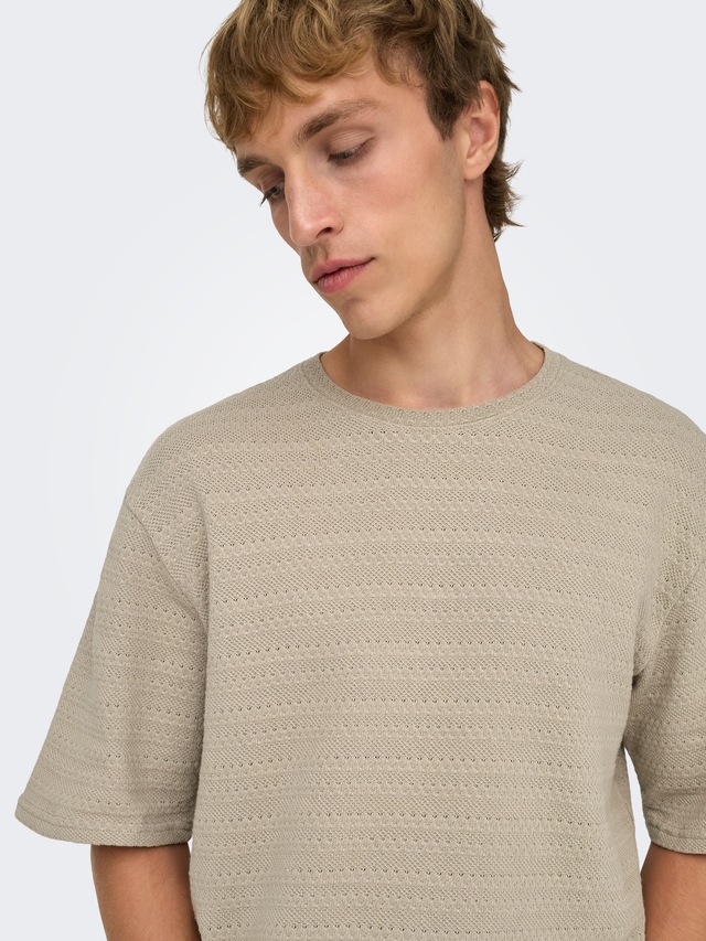ONLY & SONS Rundhalspullover »ONSGIVO REG 12 SS CREW KNIT NOOS« Baumwolle, kurzer Arm, normal geschnitten