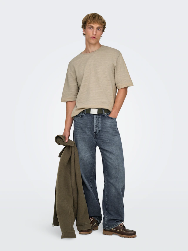 ONLY & SONS Rundhalspullover »ONSGIVO REG 12 SS CREW KNIT NOOS« Baumwolle, kurzer Arm, normal geschnitten