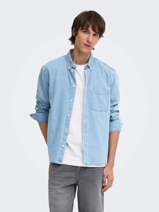 ONLY & SONS Jeanshemd »ONSORSON REGULAR YFM DNM SHIRT NOOS« Baumwolle, normal geschnitten