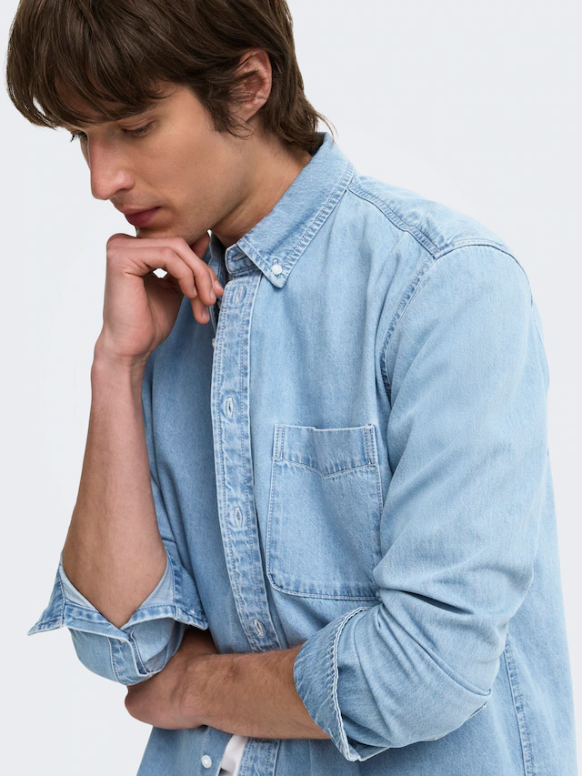 ONLY & SONS Jeanshemd »ONSORSON REGULAR YFM DNM SHIRT NOOS« Baumwolle, normal geschnitten