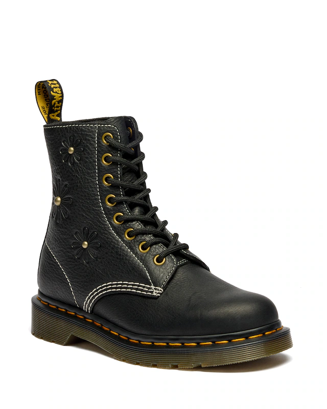 DR. MARTENS Schnürboots »1460 Pascal Flower« , Blockabsatz, Stiefelette, 8-Eye Boots mit Flower Prägung