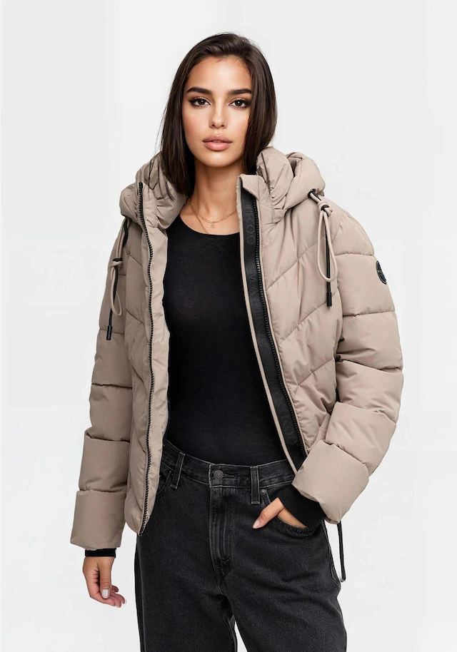 Marikoo Winterjacke »Sahnemausii« mit Kapuze mit abnehmbarer Kapuze und hohem Kragen
