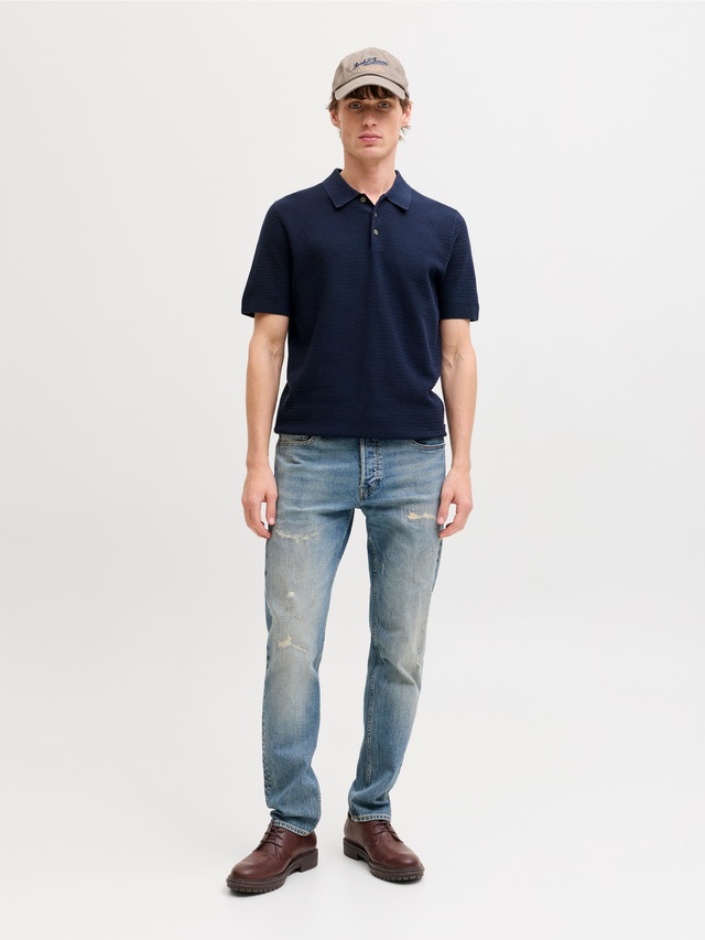 Jack & Jones Polokragenpullover »JPRBLURILEY KNIT POLO SS SN« Baumwolle, regular fit