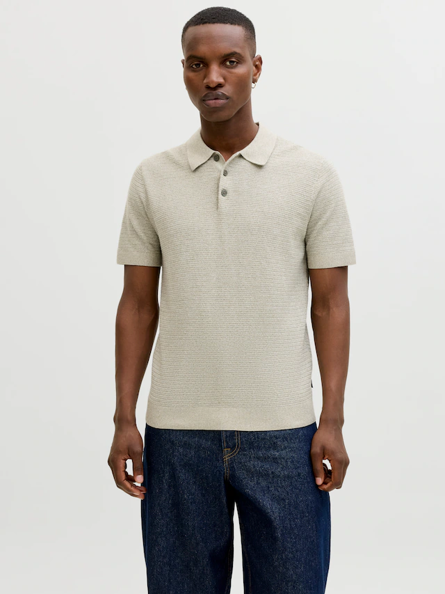 Jack & Jones Polokragenpullover »JPRBLURILEY KNIT POLO SS SN« Baumwolle, regular fit