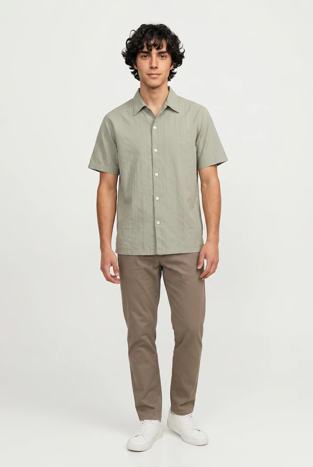 Jack & Jones Kurzarmhemd »JORRIVIERA TEXTURE SHIRT SS« mit Hemdkragen