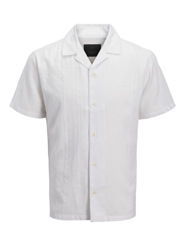 Jack & Jones Kurzarmhemd »JPRBLARIVER LINEN BL. DOBBY SS SHIRT SN« mit Resort Kragen