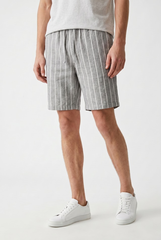 Jack & Jones Bermudas »JPSTJAIDEN SUMMER LINEN BLEND STRIPE REG« mit elastischem Bund