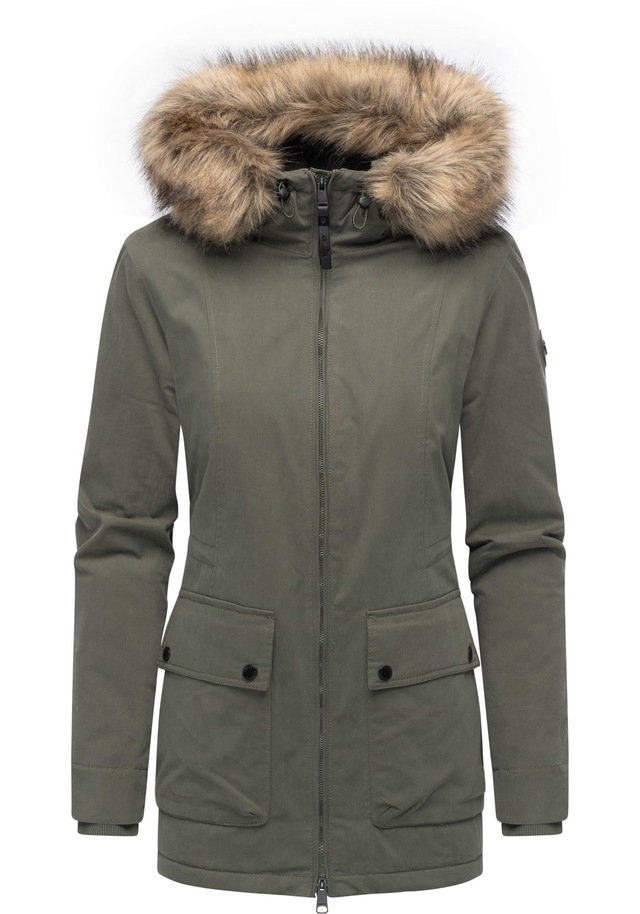 Ragwear Kurzmantel »Monadetta Warm« Kurzer Wintermantel mit Kunstfellbesatz