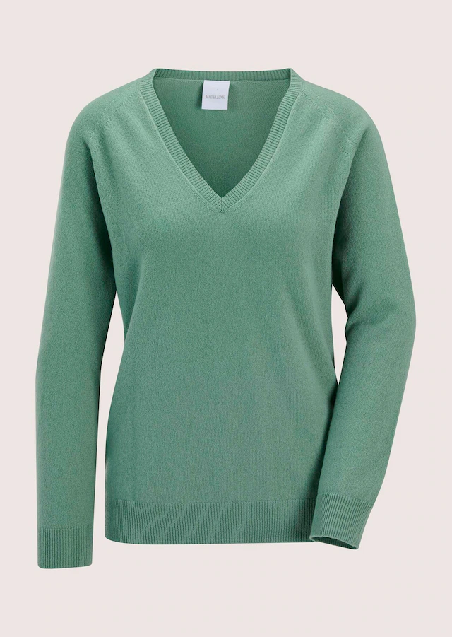 MADELEINE Longpullover »Kaschmirpullover Casual Strickpullover mit V-Ausschnitt« Reines Kaschmir
