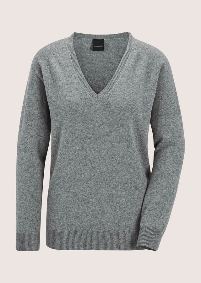 MADELEINE Longpullover »Kaschmirpullover Casual Strickpullover mit V-Ausschnitt« Reines Kaschmir