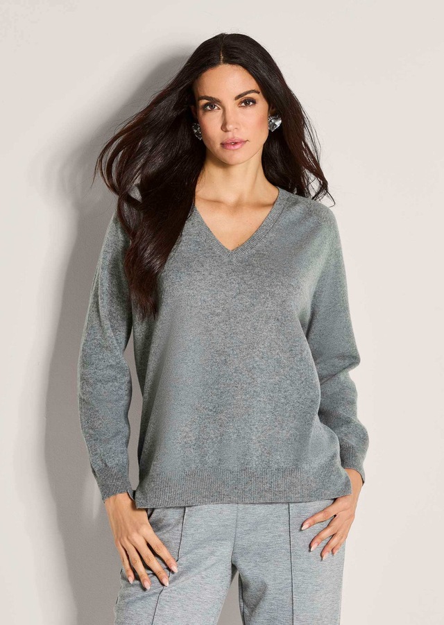 MADELEINE Longpullover »Kaschmirpullover Casual Strickpullover mit V-Ausschnitt« Reines Kaschmir