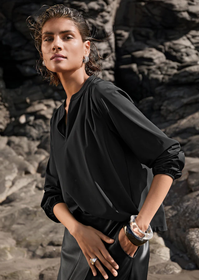 MADELEINE Langarmbluse »Bluse Jerseybluse mit Rundhalsausschnitt« Edle Jerseyware