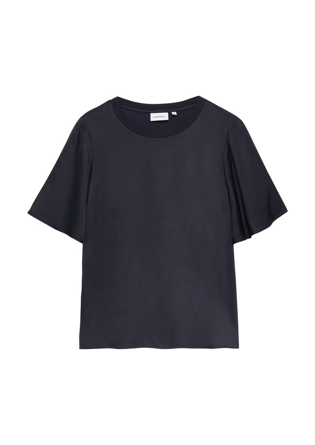 Comma T-Shirt mit geripptem Ausschnitt