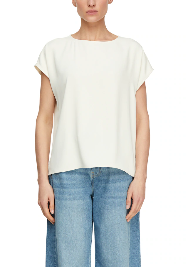 Comma Kurzarmbluse Sommerbluse - unifarben - mit Stretch