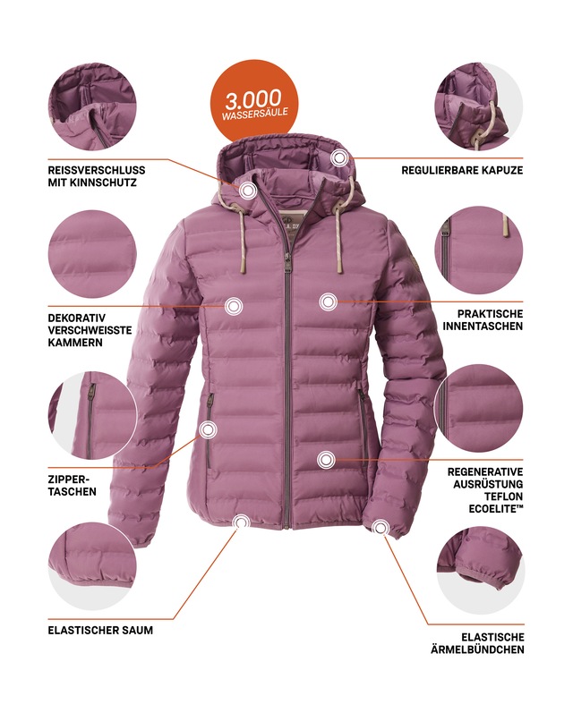 G.I.G.A. DX by killtec Steppjacke »Damen Steppjacke OOGW 1« Leichte Steppjacke, wasserabweisend, weitenregulierbare Kapuze