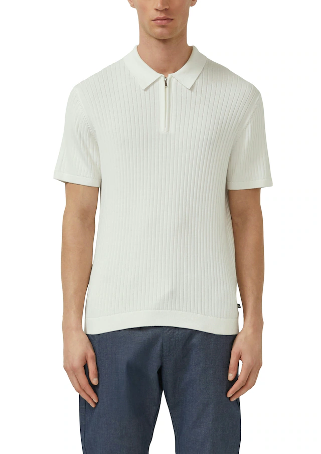 s.Oliver Poloshirt mit Strick-Muster und kurzes Reißverschluss