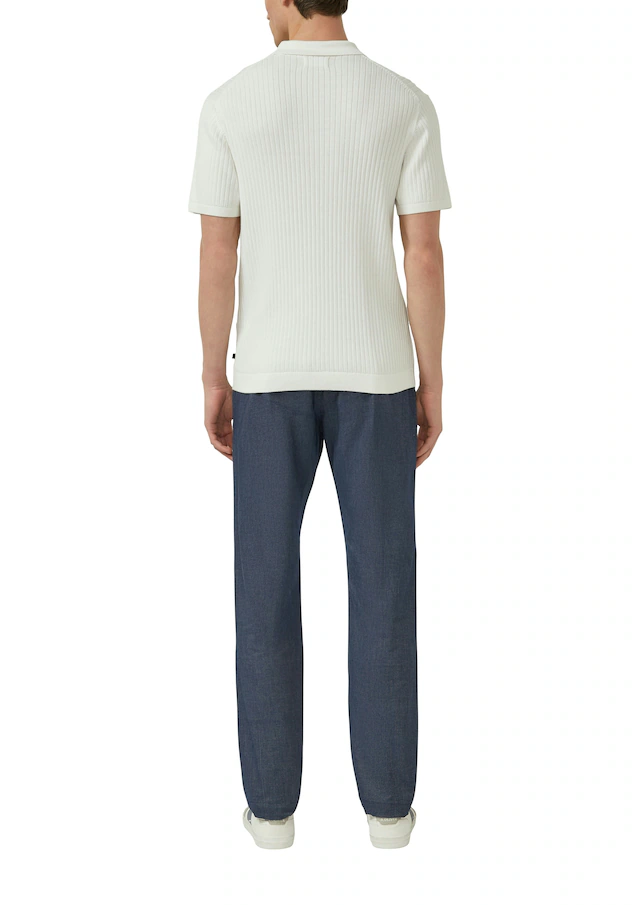 s.Oliver Poloshirt mit Strick-Muster und kurzes Reißverschluss