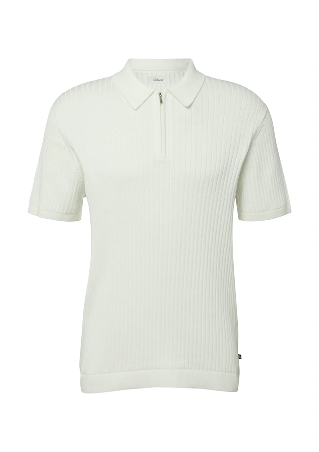 s.Oliver Poloshirt mit Strick-Muster und kurzes Reißverschluss