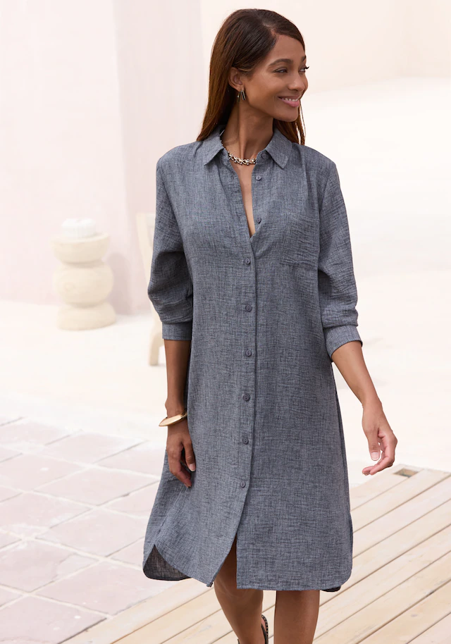 Buffalo Longbluse luftiges Strandkleid, Sommerkleid aus sommerlich leichter Qualität