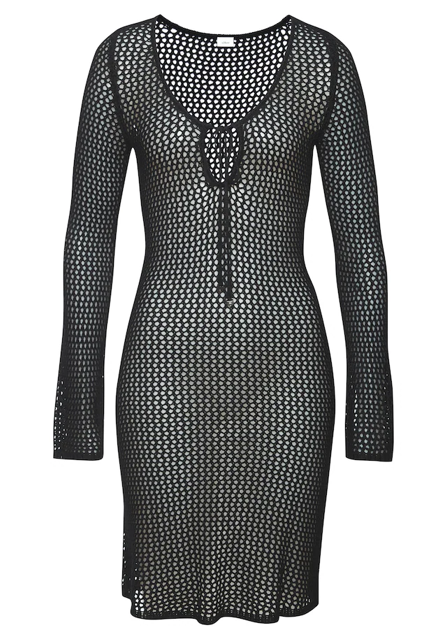 LASCANA Strickkleid mit langen Ärmeln, modisches Strandkleid