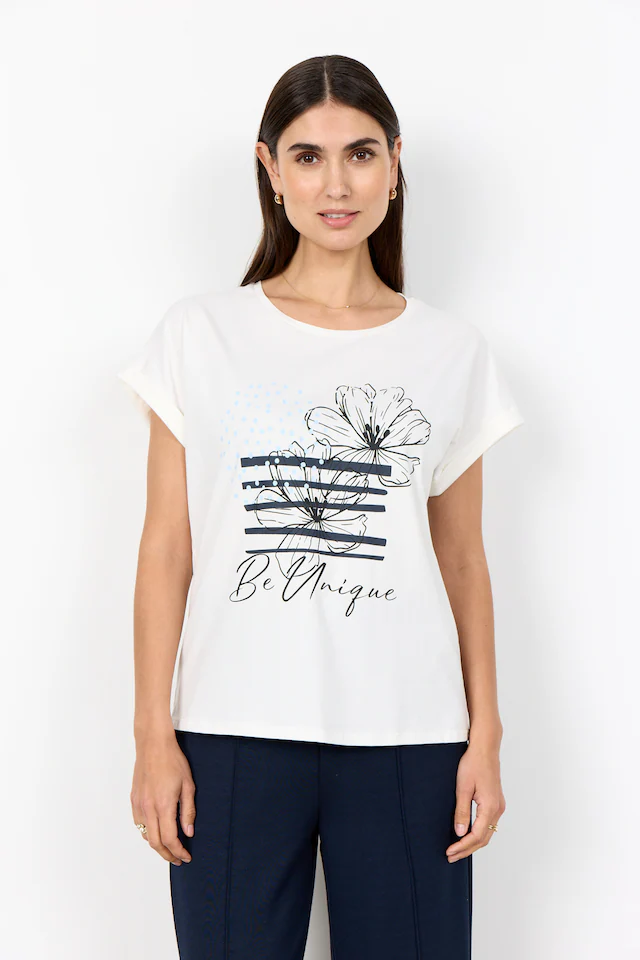 soyaconcept Kurzarmshirt »SC-RINA FP 15« Kurzarmshirt, aus Baumwollmischung mit Elasthan, normale Passform