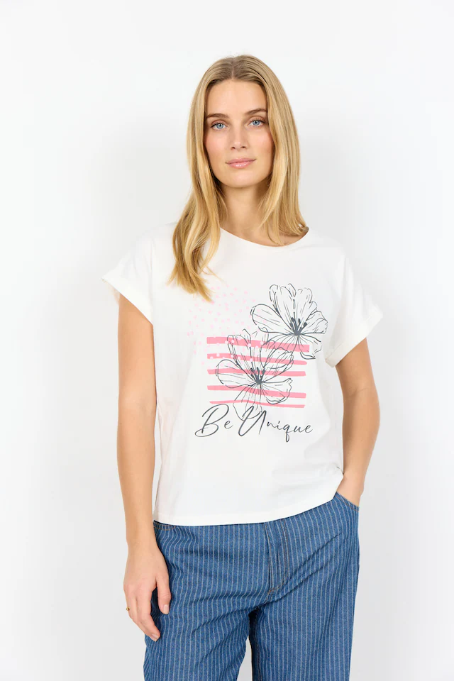 soyaconcept Kurzarmshirt »SC-RINA FP 15« Kurzarmshirt, aus Baumwollmischung mit Elasthan, normale Passform