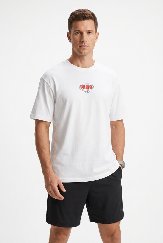PUMA T-Shirt »ESS LOGO LAB RELAXED STORY 1 TEE« lockere Passform, Kurzarm, Rundhalsausschnitt, sportlicher Stil