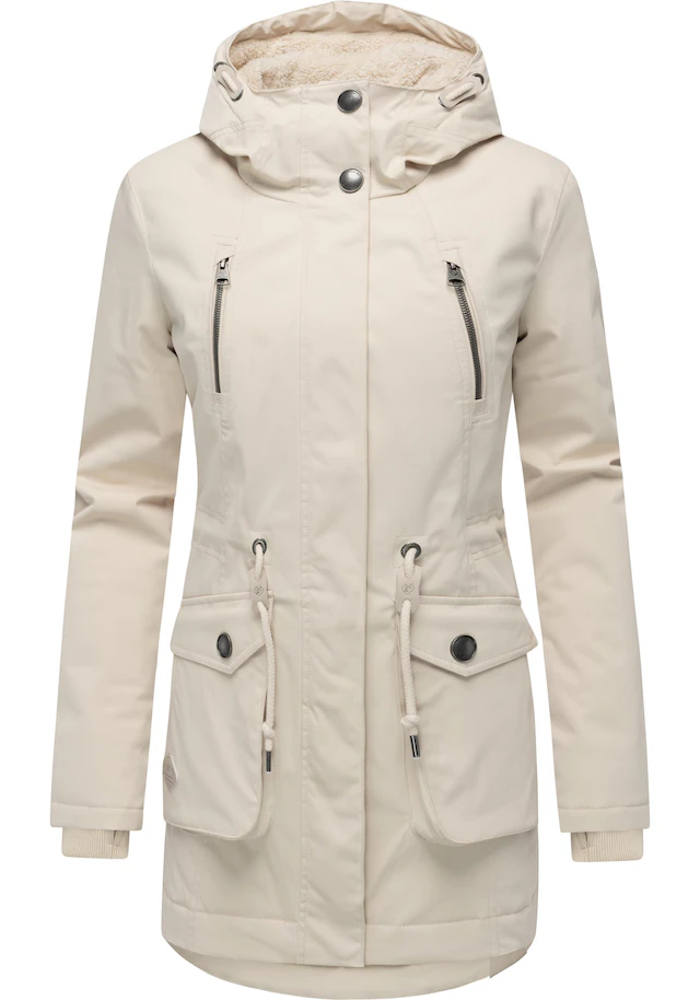 Ragwear Kurzmantel »Ellsa YOUMODO« Winterparka mit auffälligen Taillenzugkordeln und Kapuze