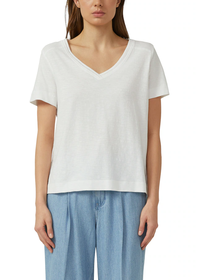 s.Oliver T-Shirt V-Ausschnitt mit Rippblende